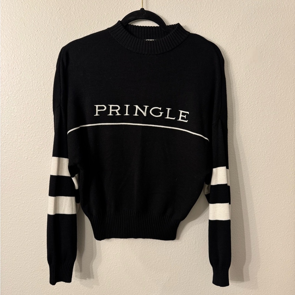 Pringle Black Sweater with White Stripes